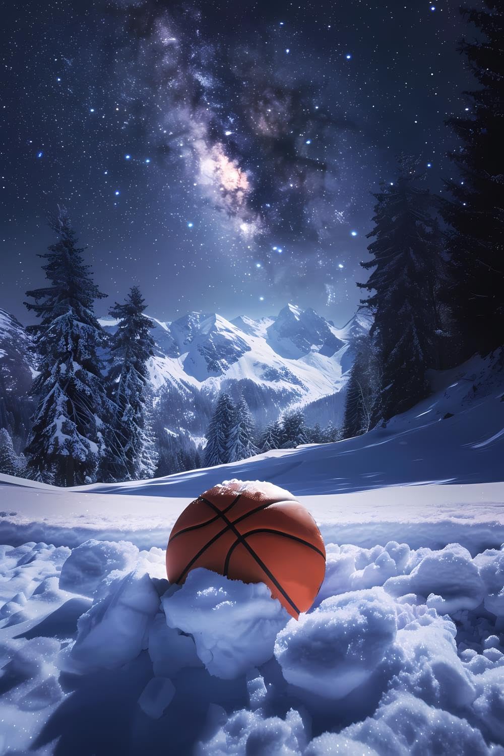 CUEAEAD 5D Basketball Diamond Painting Kits for Adults, Basketball in The Snow Diamond Art Crafts Home Wall Decor Gift Round Diamond Dots 12x18 inch CUEAEAD