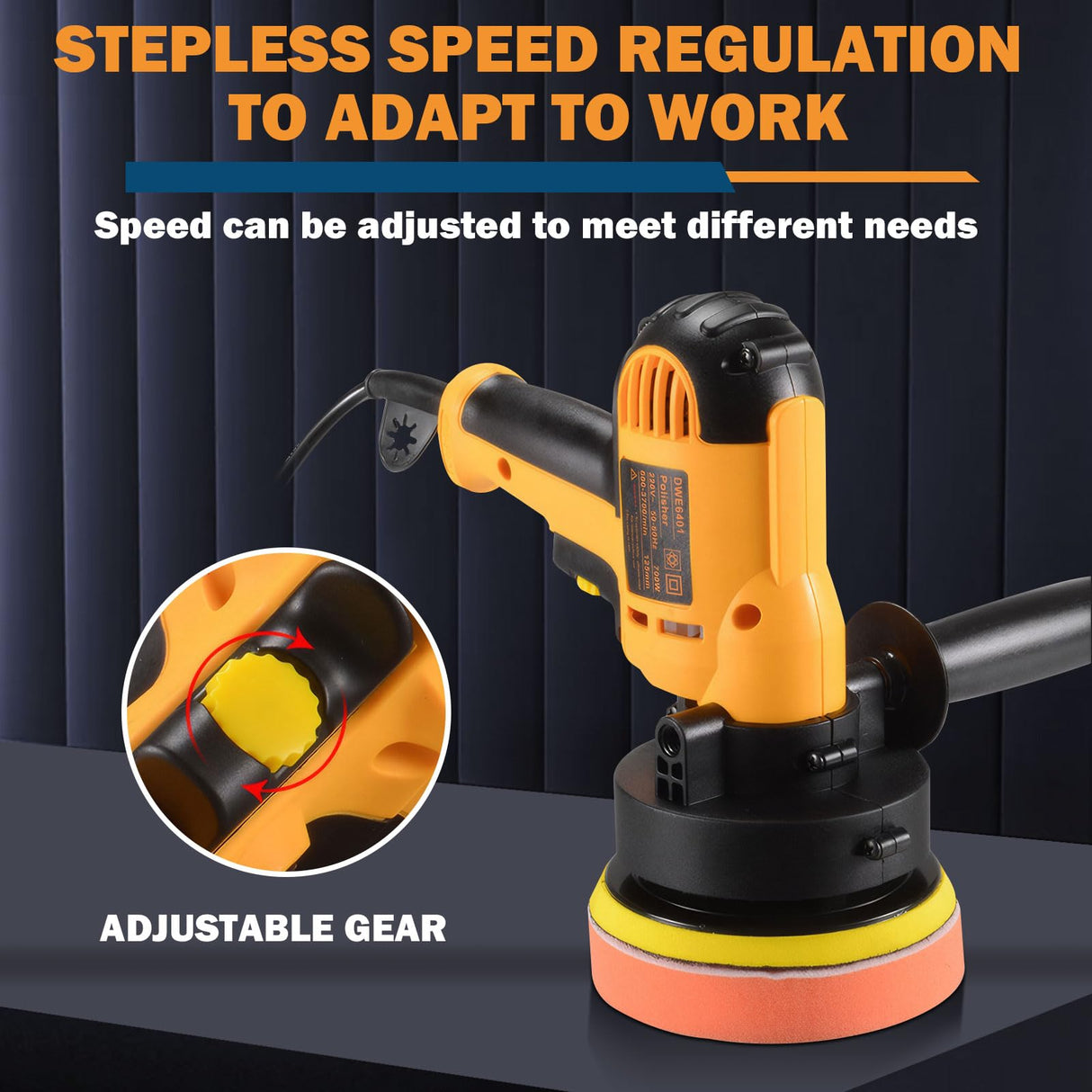 CJC Buffer Polisher - 110V 600W Variable Speed Polisher Machine - Random Orbital Polisher Buffer,For Floor,Car,Furniture,Metal for waxing and polishing with Professional Buffing and Polishing Kit cjc