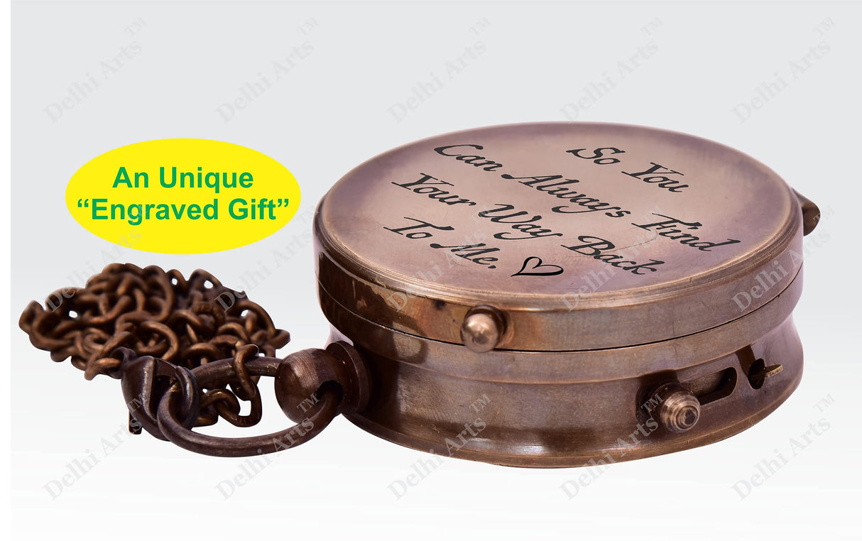 So You Can Always Find Your Way Back to Me/Personalized Compass/Anniversary giftfor him/her. Luxury Gift Delhi Arts