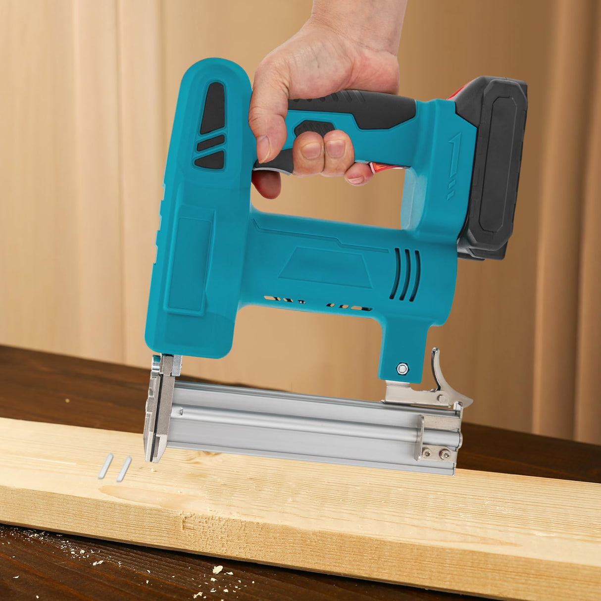 2-in-1 Nail Gun, Nail Gun with 20V 1.5Ah Battery & Charger, Electric Nail Gun with 1000Pcs Staples and Nails, for Home Improvement & Woodworking (Blue) TFCFL