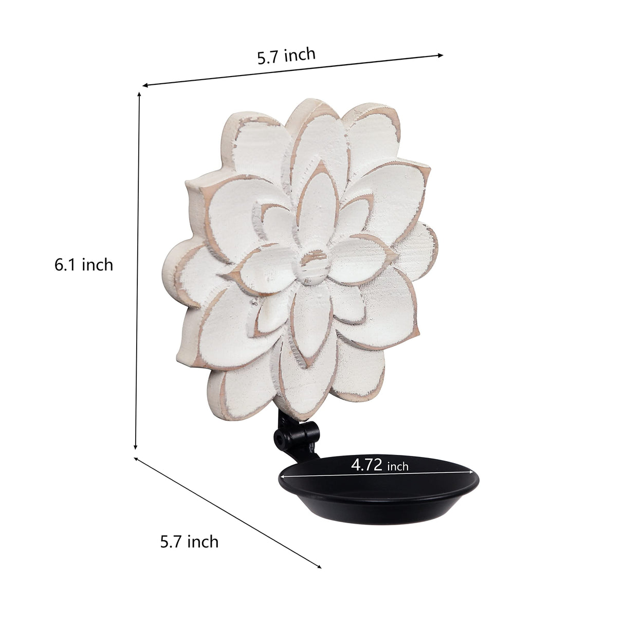 Candle Wall Sconces Set of Two Farmhouse, Handcarved Wall Candle Holders Decorative, Flower Pattern Wall Candle Sconce Wood, Distressed Finish Rustic Candle Holder Wall Decor for Living Room, Hallway SOFE