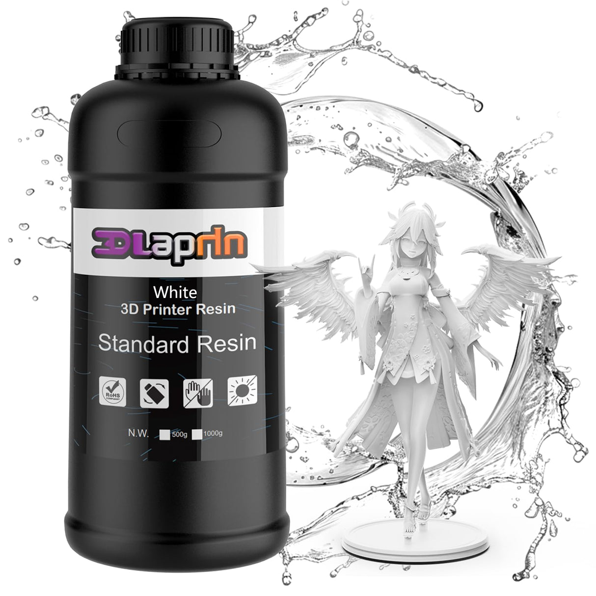 OLAPRIN 3D Printer Resin, Rigid Resin with Clear Details, Fast Curing, High Precision Resin, Low Odor, Widely Compatible with All Resin 3D Printers (White, 1kg) OLAPRIN