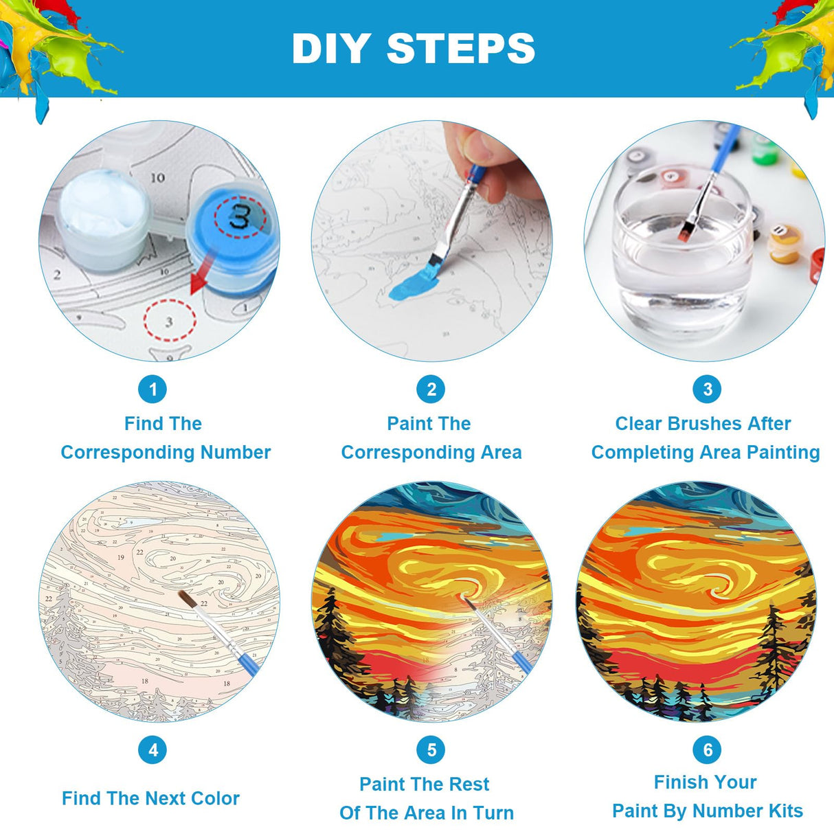 NEWENMO Starry Paint by Numbers Kit for Adults, Moon Night Paint by Numbers on Canvas Unframed, DIY Oil Painting Perfect for Beginner, Craft, Hobbies and Home Wall Decor 16x20 Inch NEWENMO