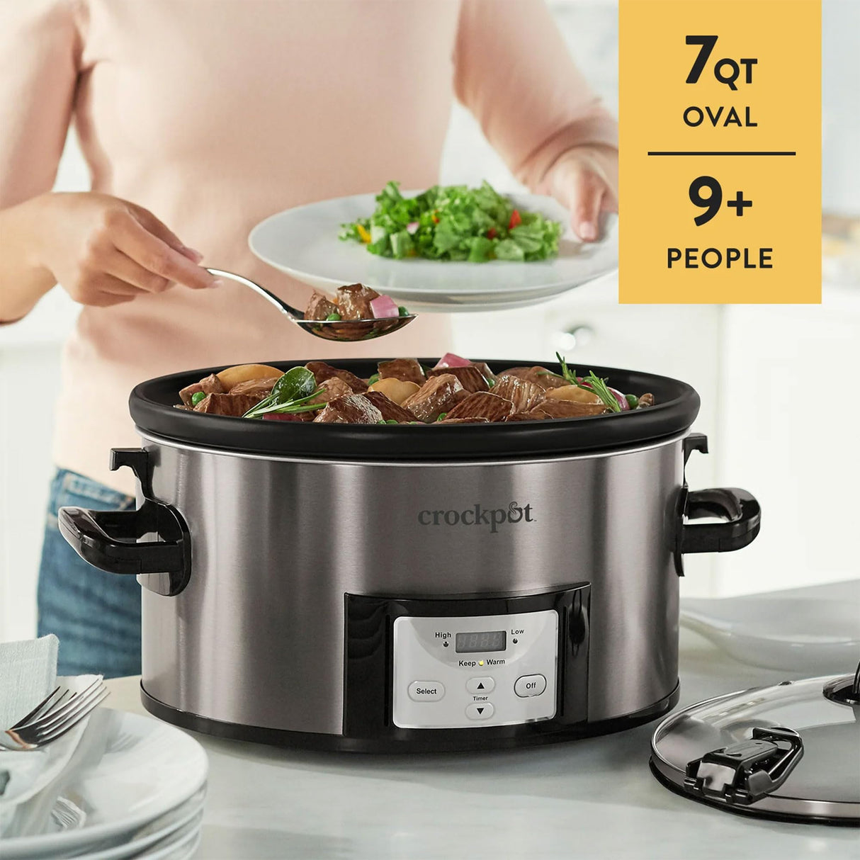 Crock Pot 7 Quart Nonstick Ceramic Coating Cook and Easy Programmable Design Crock-Pot
