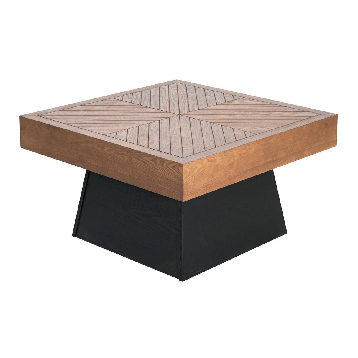 Christopher Knight Home Sami Mid Century Modern Coffee Table for Living Room Furniture/Apartment, Square Side Table with Wood Grain Top, Wooden End Table with Sturdy Pedestal Base, Black + Brown Christopher Knight Home
