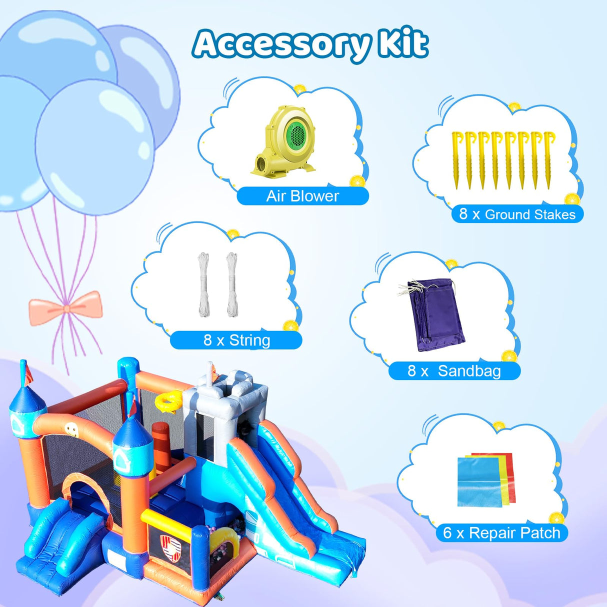 Commercial Bounce House for Big Kids Adult,Heavy Duty PVC 16FT(L) Inflatable Bounce House with Slides & Ball Pit, Ring Toss Game, Basketball Hoop Great for Party Backyard School Event-1100W Blower Tryset