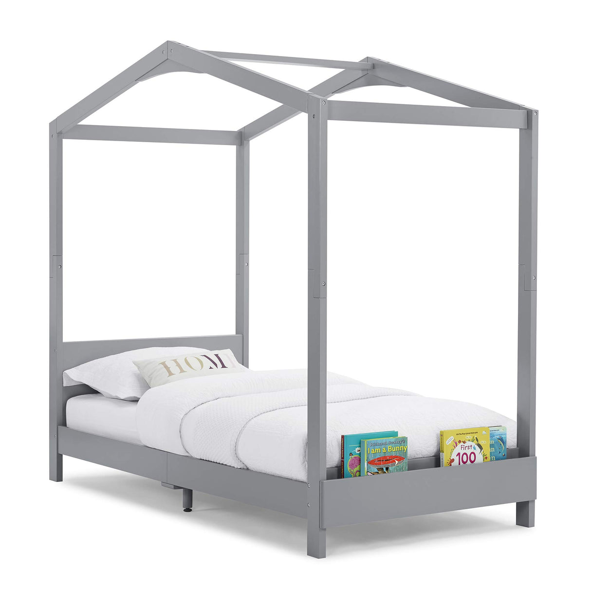 Delta Children Poppy House Wood Twin Bed, Platform Bed - No Box Spring Needed, Grey Delta Children