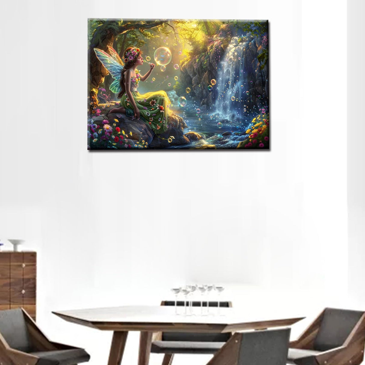 Tucocoo Green Forest Waterfall Fairy Paint by Number Kits 16 x 20 inch Canvas antasy Sunshine Forest Art DIY Oil Painting for Students Adults Beginner with Brushes and Acrylic Pigment (Without Frame) Tucocoo