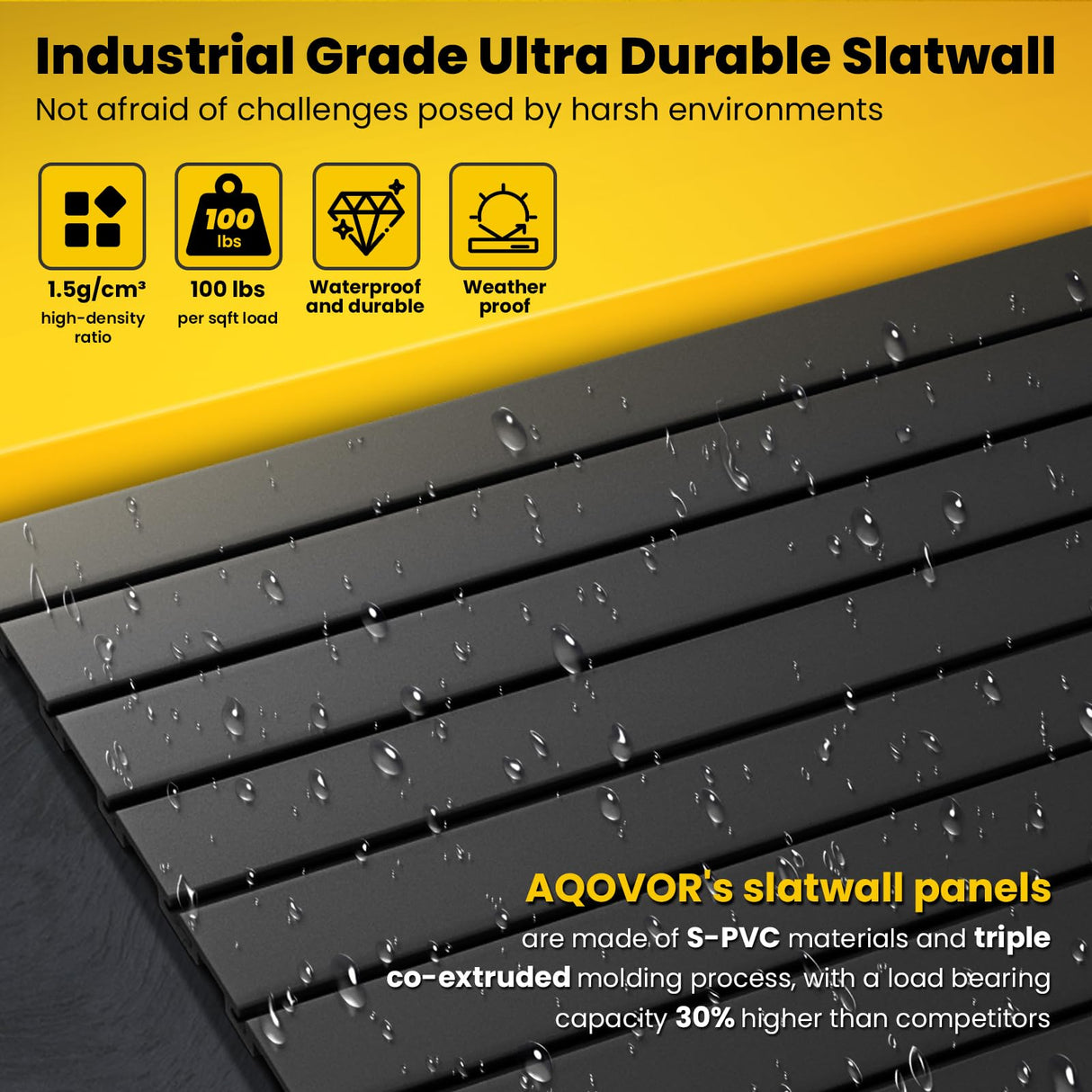 AQOVOR Slat Wall Paneling 4x8 FT, PVC Slat Wall Panels Heavy-Duty Garage Organization System with Hooks & Accessories, Slatwall Pegboard Suitable for Home、Garage、Shop Display & Organization (Black) AQOVOR