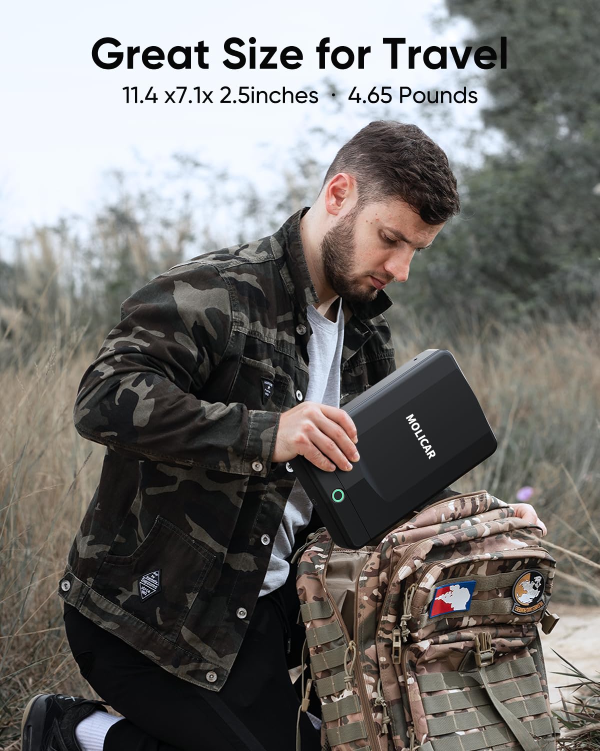 MOLICAR Car Gun Safe, Small Biometric Gun Safe for Handgun, Portable Fingerprint Quick Access Pistol Safe, Gun Lock Box for Car Under Seat Nightstand MOLICAR