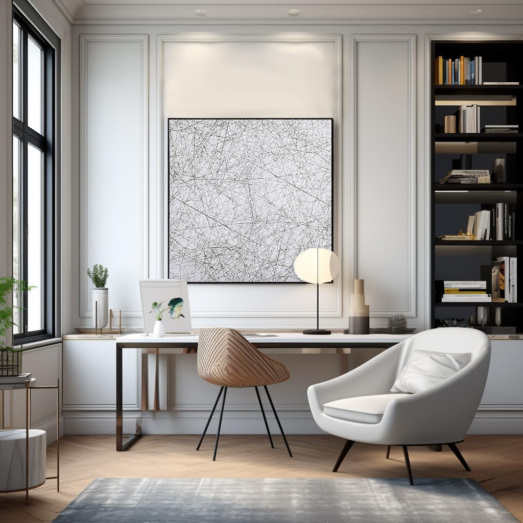 Bgraamiens Puzzle-The Lines -1000 Pieces Black and White Simple Fashion Challenge Blue Board Jigsaw Puzzles Bgraamiens