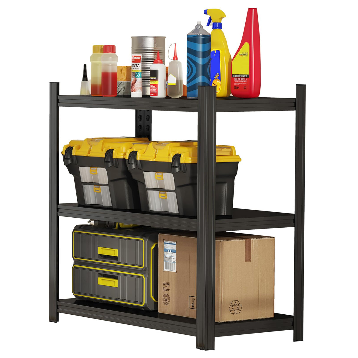 32" W Garage Shelving, 1500LBS Garage Storage Shelves Heavy Duty Industrial Shelving Unit, 3 Tier Adjustable Metal Shelving for Basement, Shop, Warehouse, 32" W x 16" D x 32" H Umeiga