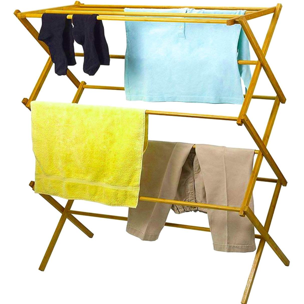Home-it Wooden Clothes Drying Rack for Laundry - Collapsible Folding Bamboo Laundry Drying Rack for Drying Clothes - Heavy Duty Pre Assembled HOME IT