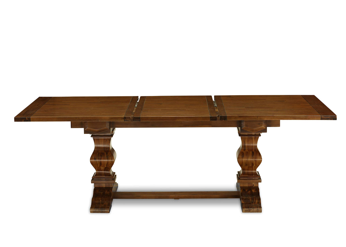 East West Furniture LAVE9-88-04 9 Piece Kitchen Table & Chairs Set Includes a Rectangle Dining Table with Removable Leaf and 8 Light Tan Linen Fabric Parson Chairs, 42x92 Inch, Walnut East West Furniture