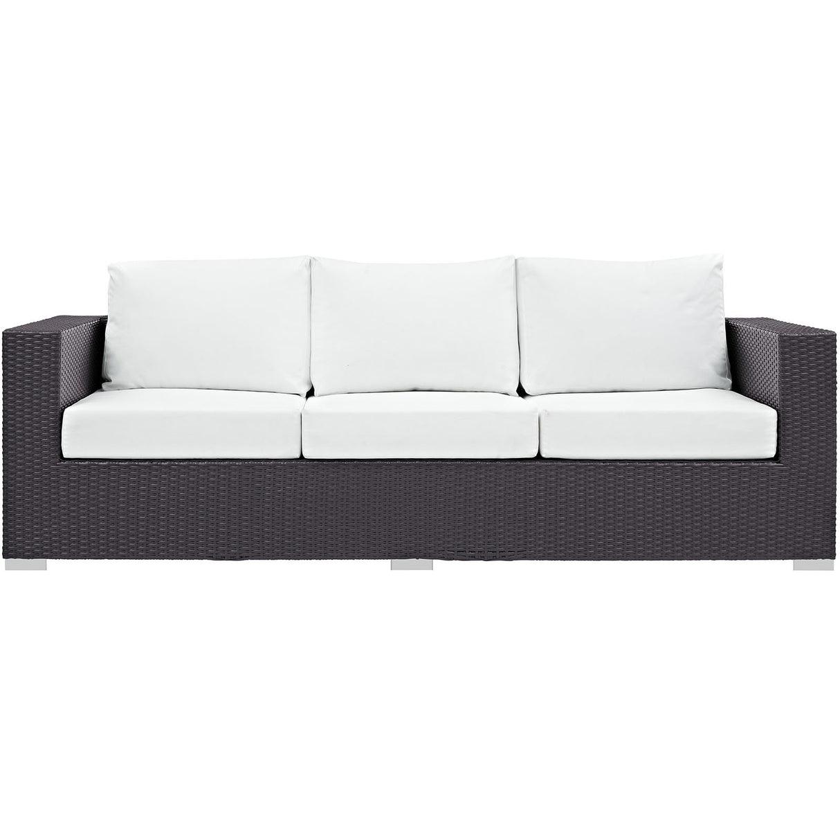 Modway Convene Wicker Rattan Outdoor Patio Sofa in Espresso White Modway