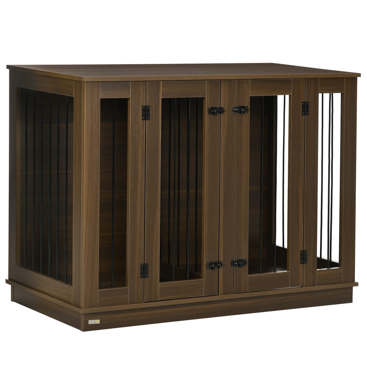 PawHut Furniture Style Dog Crate with Removable Divider, Dog Crate Side End Table Indoor with Double Doors, for Small to Large Dogs, 47" x 23.5" x 35", Walnut PawHut