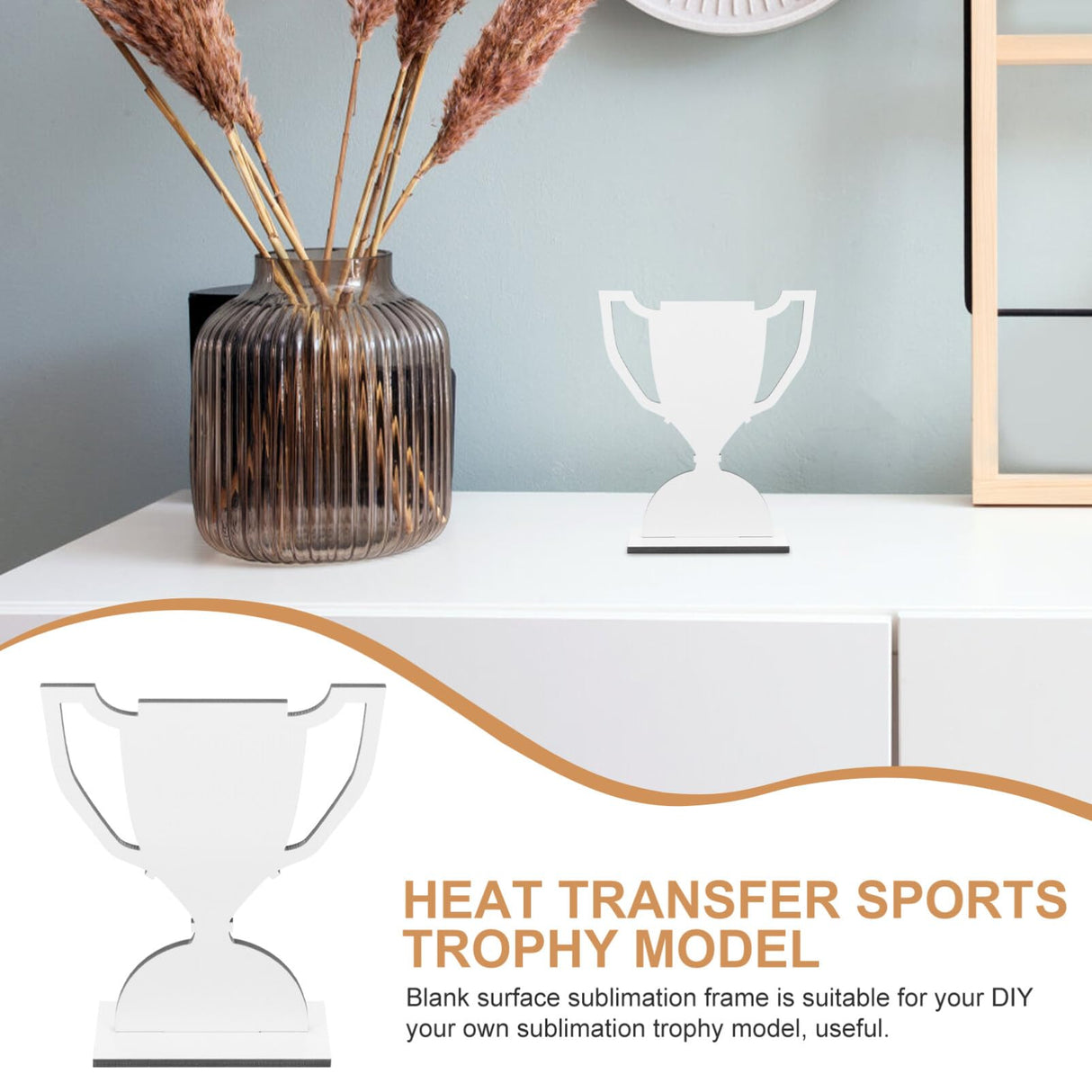 EXCEART Office Desk Decor Trophy Blank Table Sign for Party Table Sublimation Decorations Table Centerpiece Sublimation Blanks Ornaments The Sign Decorate White Supplies Sports EXCEART