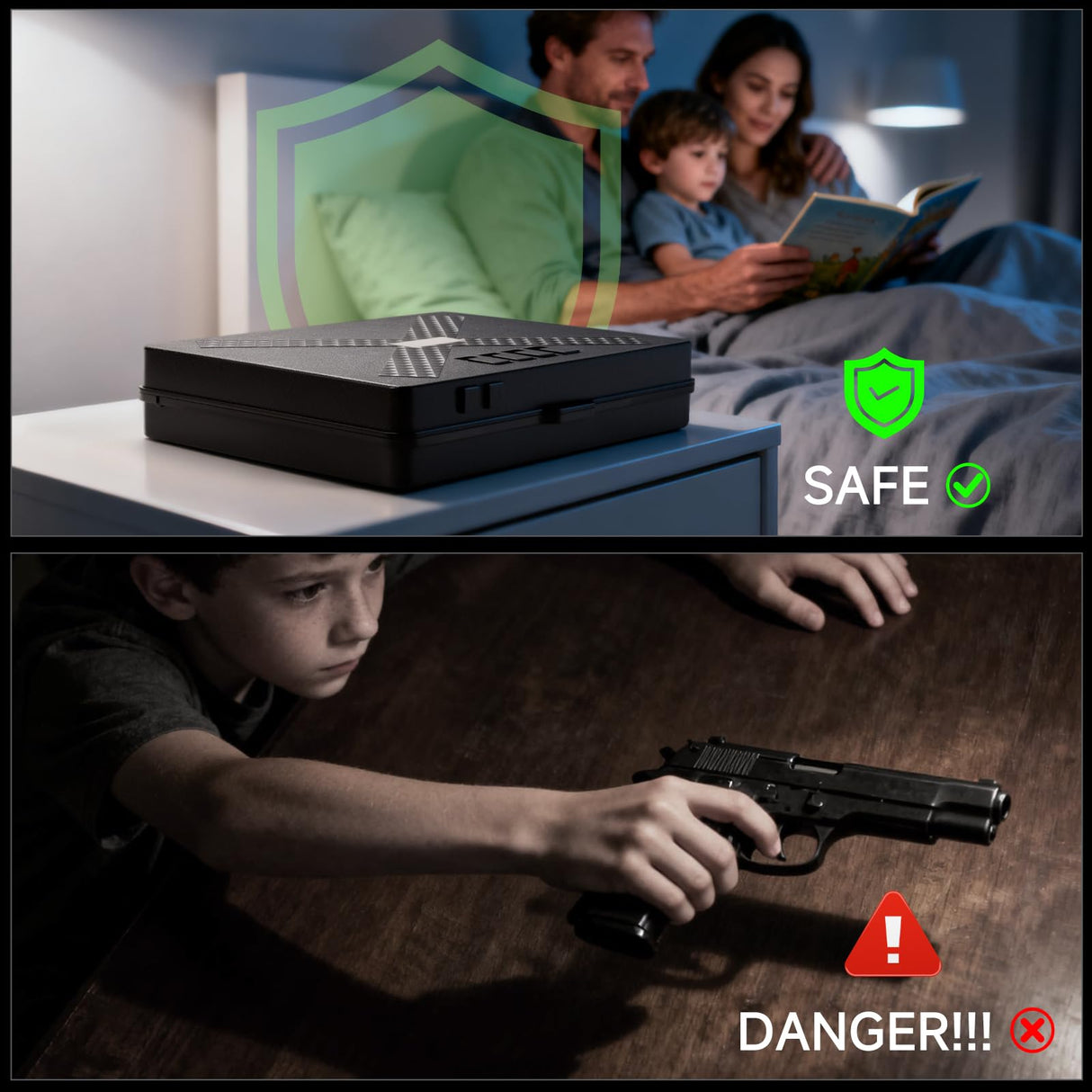 NIANPU Gun Safe Alternative,Portable Gun Case Handgun Lock Box Quick Access Pistol Safe Small Handgun Storage with TSA Padlock,Instant Access Gun Box for Bedside and Car (With Brand Logo, 1) NIANPU