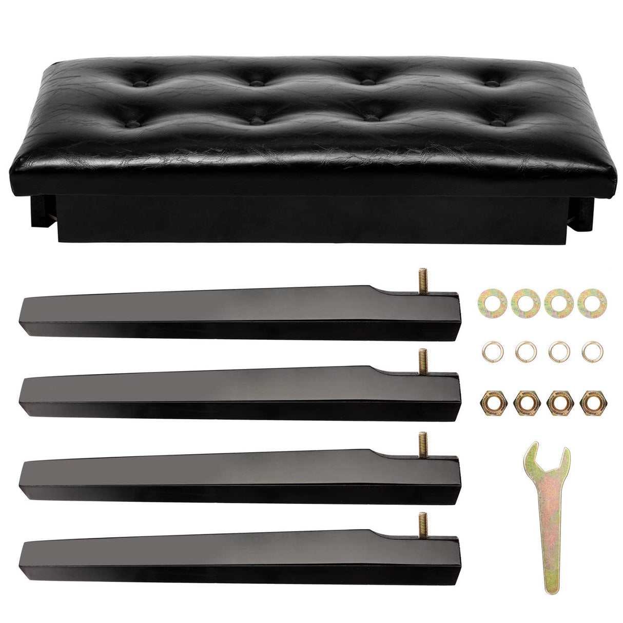 Bonnlo Wooden Double/Duet Piano Bench with Storage and Thick Cushion Faux Leather Padded Piano Stool Artist Duet Seat- Black Bonnlo