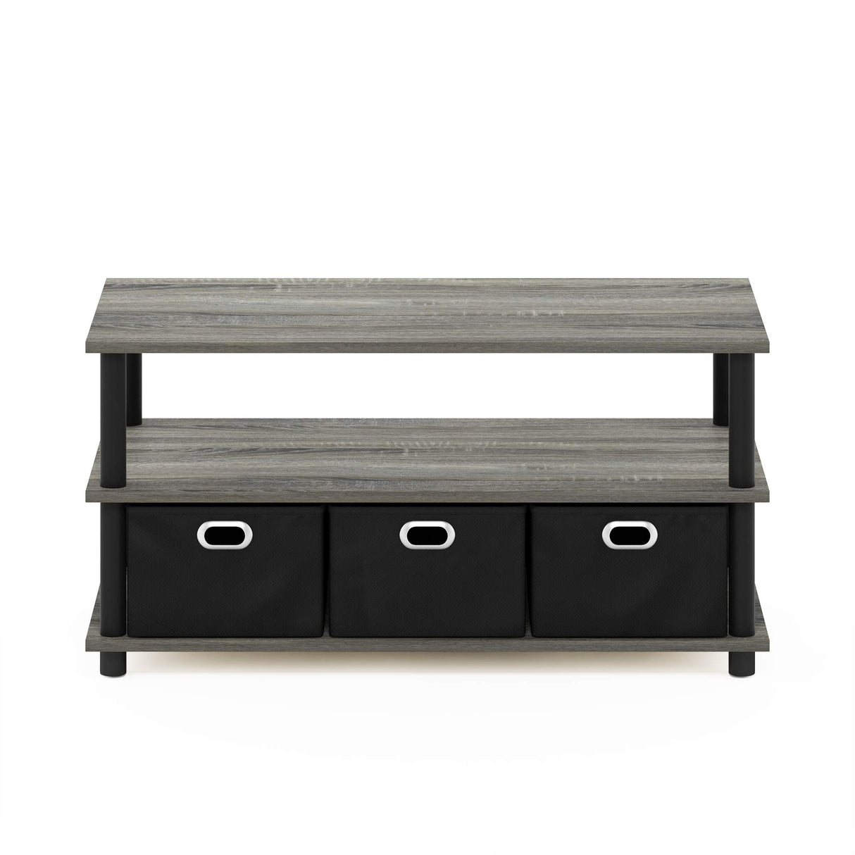 FURINNO Turn-N-Tube Coffee Table, 31.22D x 15.5W x 15.8H in, French Oak Grey/Black/Black Furinno