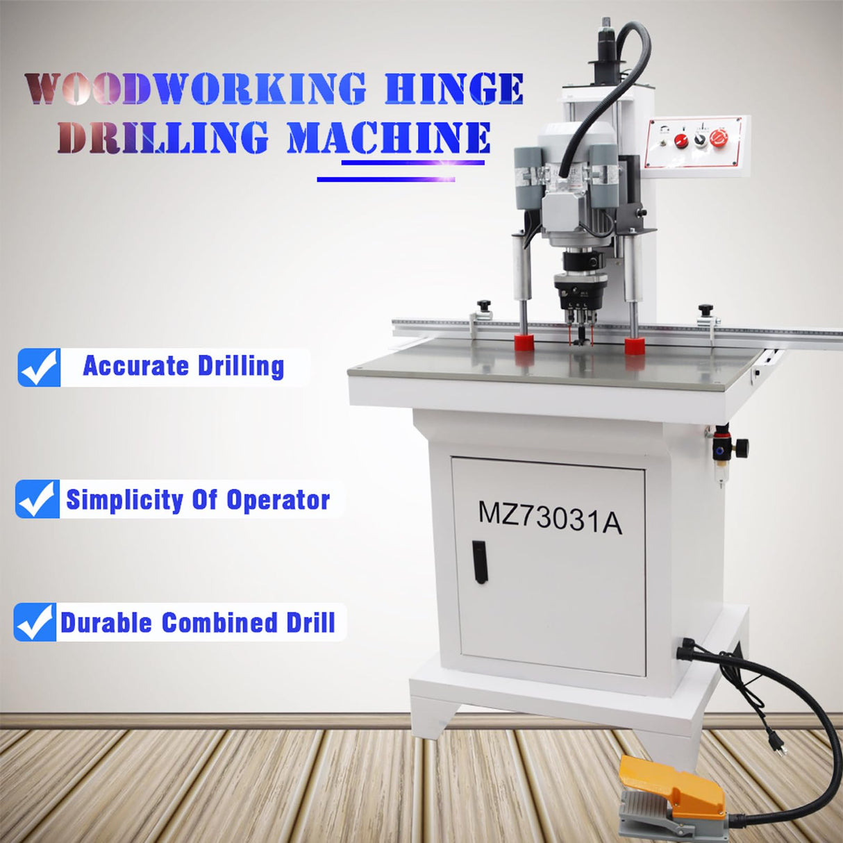 WYDDDARY Hinge Drilling and Boring Machine Hinge Boring Drill Press Machine Precision Woodworking Drilling for Cabinet and Furniture Single Head(48-6) 110V 1500W 2880RPM 0-50mm Depth WYDDDARY