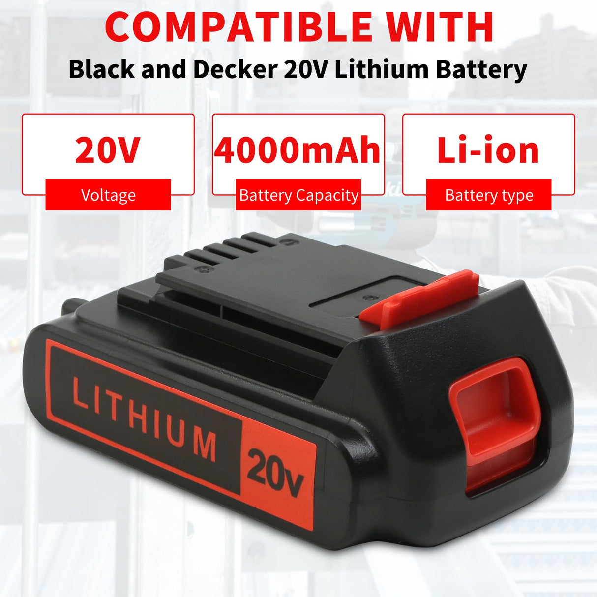 Bmcot Replace Battery for Black and Decker 20V Max 4.0Ah, LBXR20 Battery Replacement Battery LB20 LBX20 LBX4020 Extended Run Time Cordless Power Tools - 2packs Bmcot