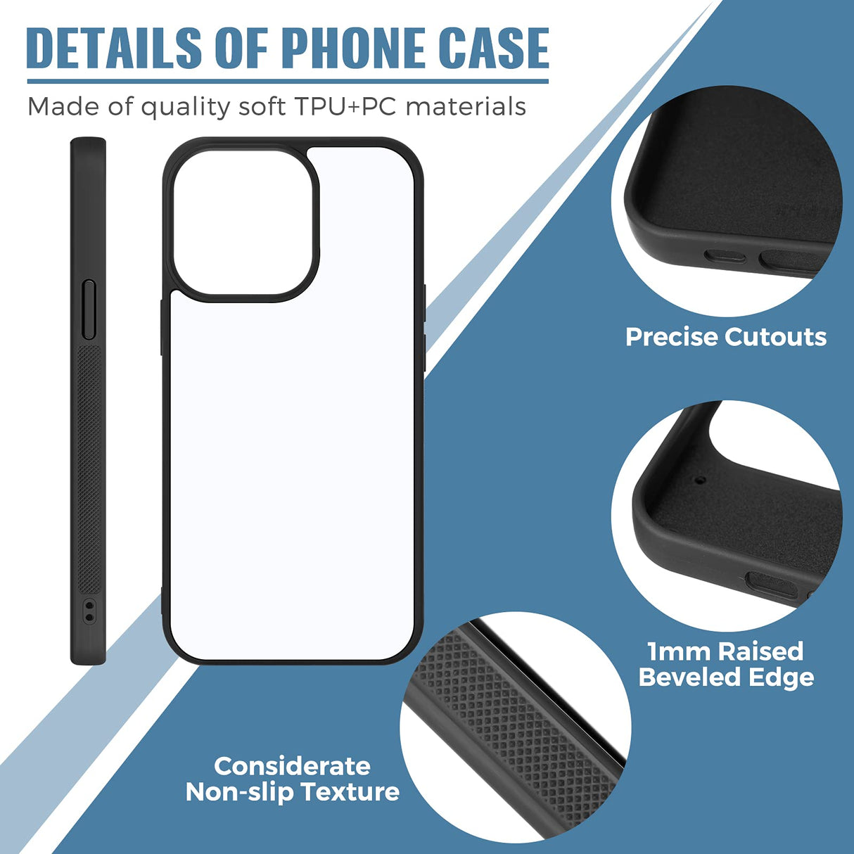 Flutesan 6 Pieces Sublimation Phone Case Covers Thermal Blank Printable Cell Phone Cases for DIY Customized Black Edge Cover Heat Transfer Press Phone Case (Compatible with iPhone 13pro) Flutesan