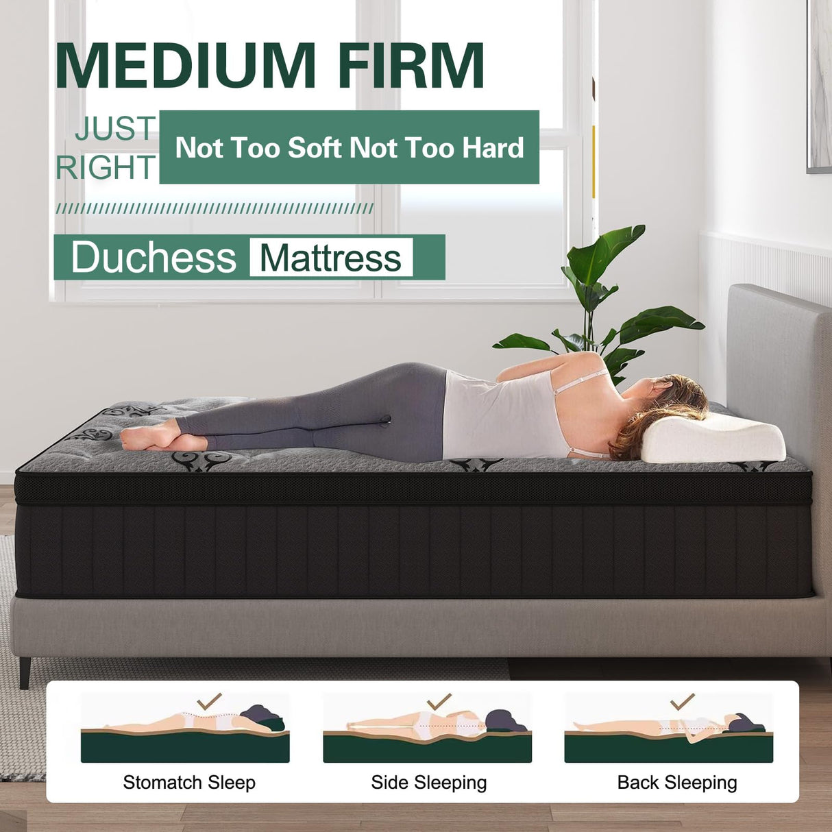 VISCOUNTESS Queen Mattress, 14 Inch Mattresses Euro Top Mattress Medium Firm for Back & Lumbar Support, Individual Pocket Spring Bed for Motion Isolation & Pressure Relief VISCOUNTESS