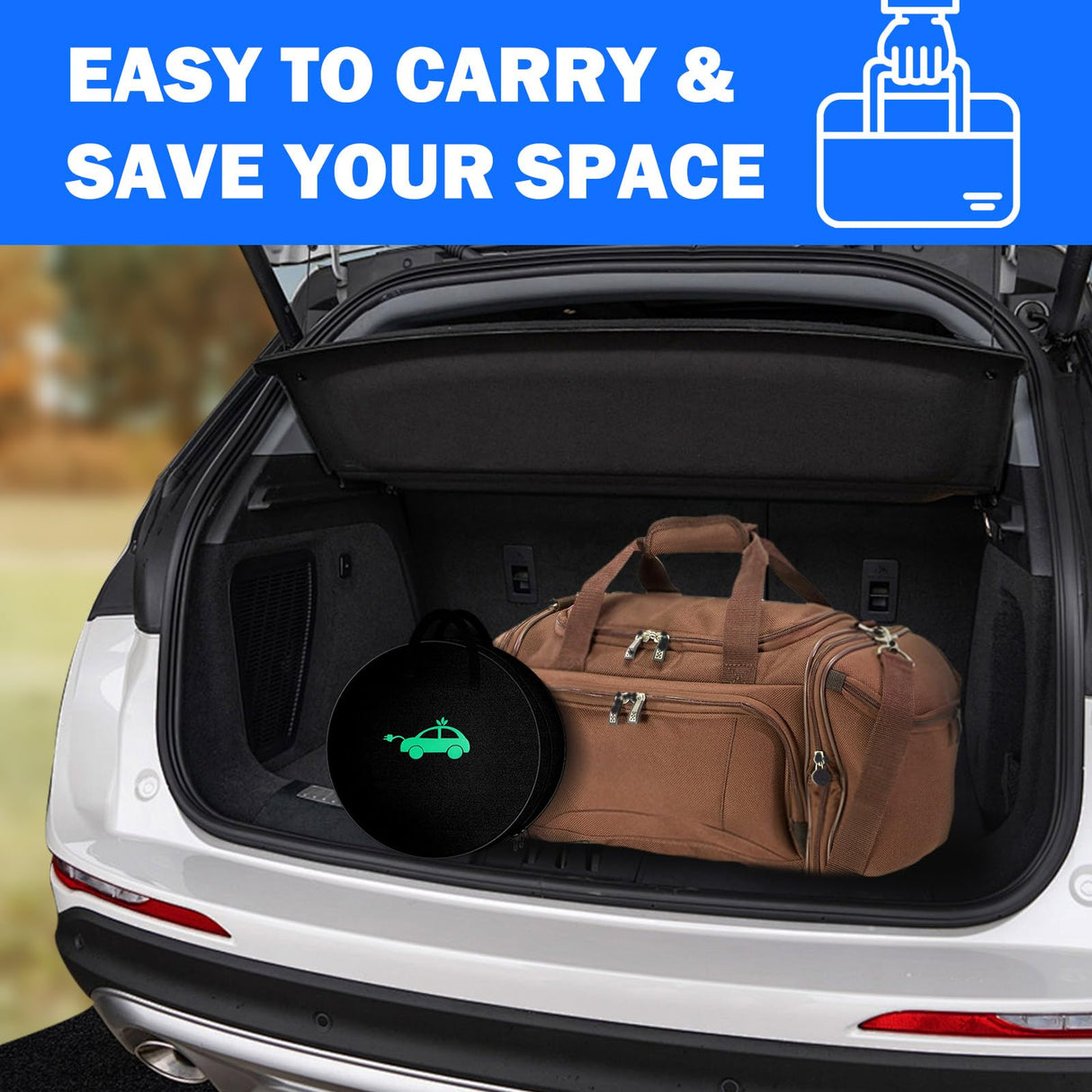 Level 1 & Level 2 EV Charger 16Amp 110-240V,17ft Cable, Portable Electric Vehicle Charger with NEMA5-15P & 6-20 Plug Compatible for SEA J1772 EV Cars for Home and Outdoor (Black) SubSun