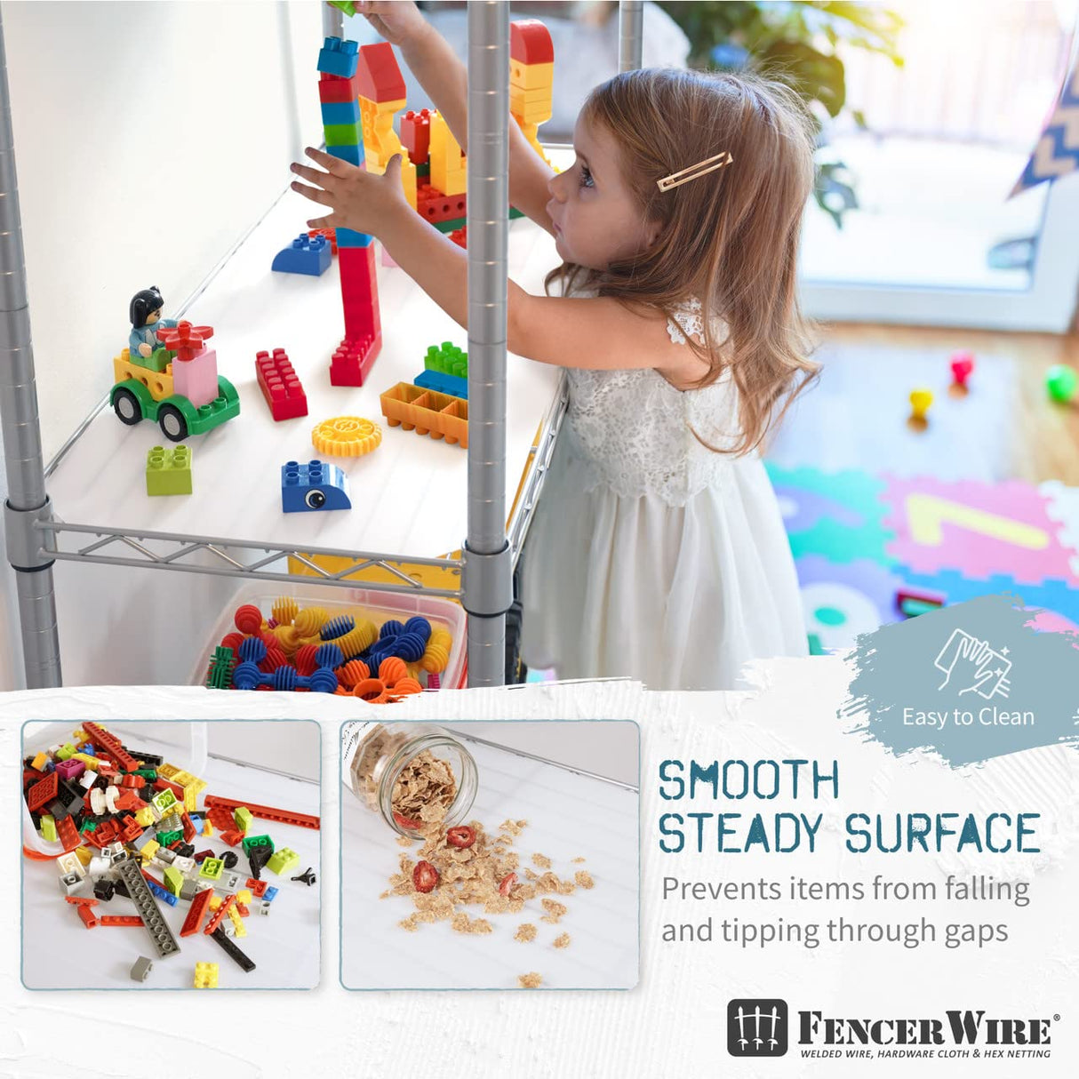 Fencer Wire NSF Commercial Heavy Duty Wire Shelving w/Wheels, Leveling Feet & Liners, Kitchen Storage Shelf, Garage Shelving Storage, Utility Wire Rack Storage Shelves, w/Liner, 60 x 18 x 76 4-Tier Fencer Wire