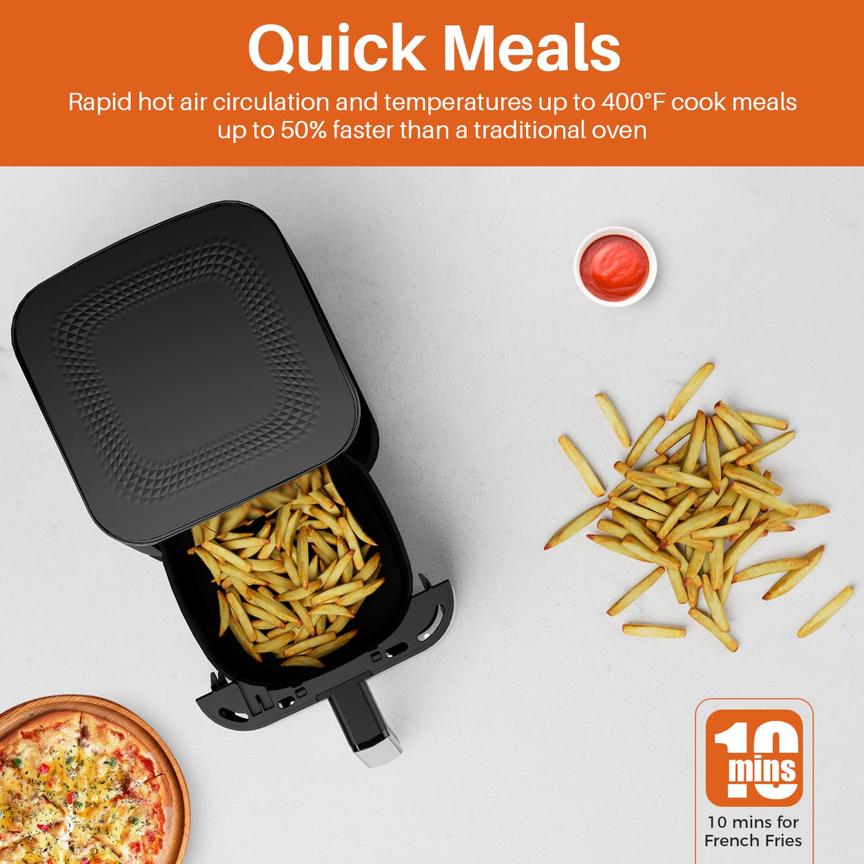 Air Fryer Oven 4.5QT, Space Saving, 1 Touch Digital Display, Compact, Non-stick And Dishwasher Safe Basket, Black & Stainless Steel,Update Kitchen Elite