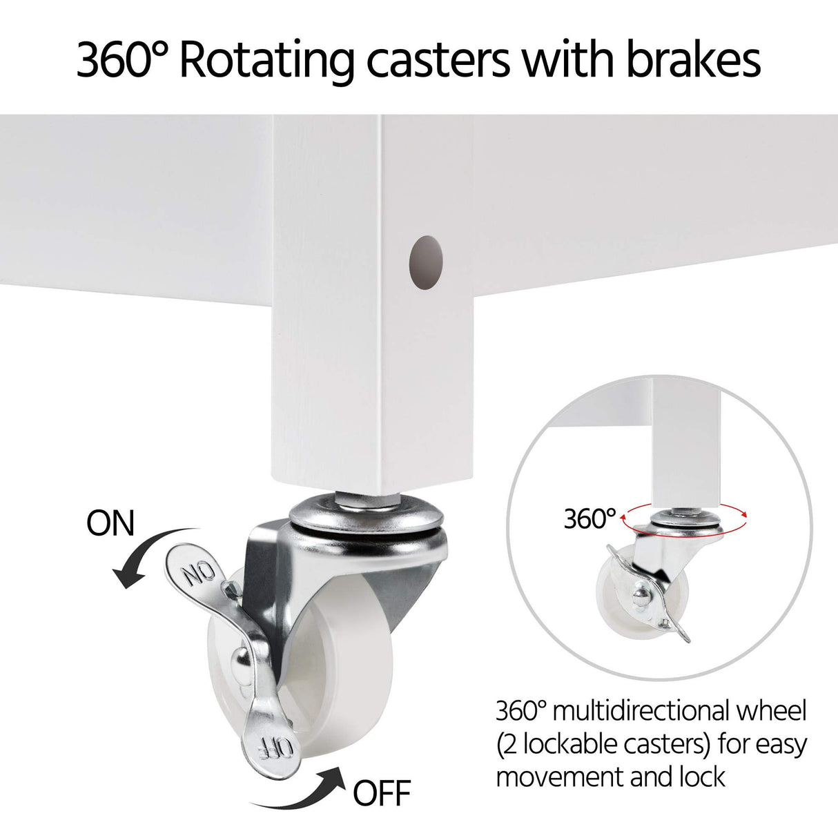 Yaheetech 40" Width Kitchen Island Cart on Wheels, 3 Tiers Rolling Utility Cart with Solid Wood Top and Drawer & 2 Spacious Storage Shelf, Serving Trolley for Dining Room, White Yaheetech