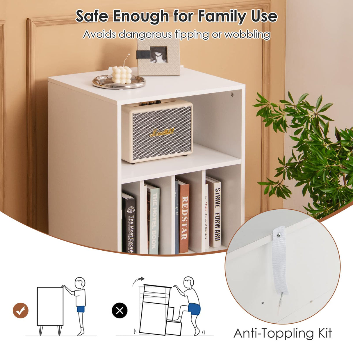Giantex Record Player Stand, White Turntable Stand Holds up to 150 Albums, Mid-Century Vinyl Storage Cabinet Table with Metal Legs, Record Player Holder End Table for Bedroom Living Room Giantex