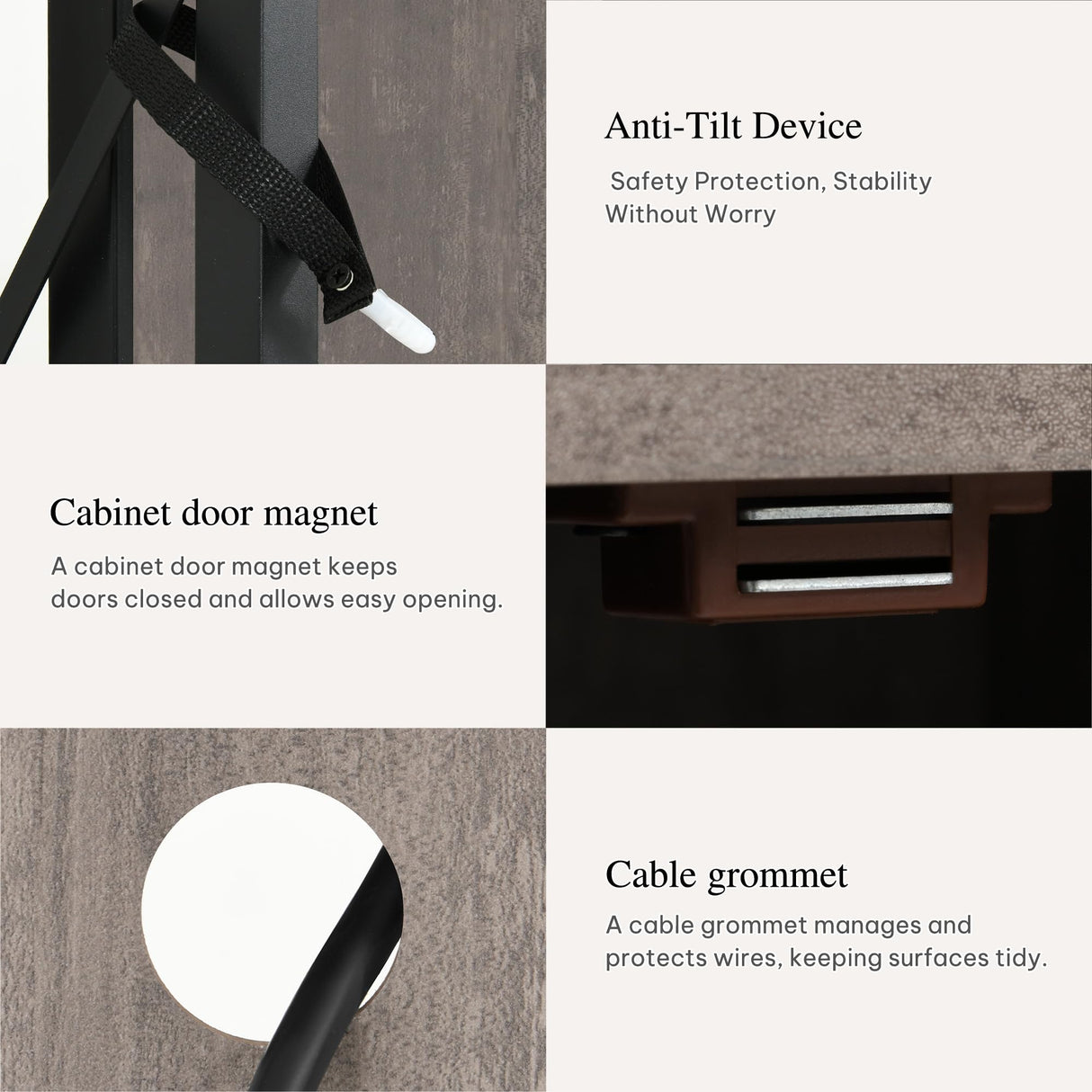 YITAHOME 33.5'' Tall TV Stands for Living Room, TV Entertainment Center with LED Light, TV Stand for TVs up to 70 Inch, Tall TV Console Cabinet with Power Outlets, Grey YITAHOME