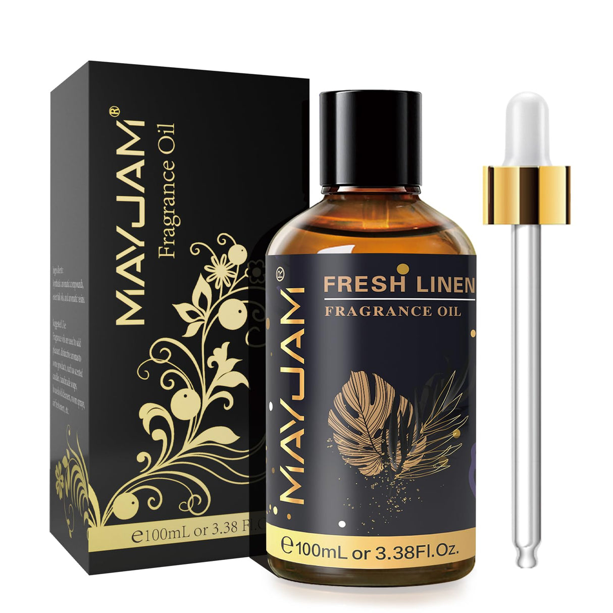 MAYJAM 100ML/3.38FL.OZ Fresh Linen Fragrance Oils with Glass Dropper, Essential Oils for Diffusers for Home, Long Lasting Scented Oils for Diffusers Soap Candle Making MAYJAM