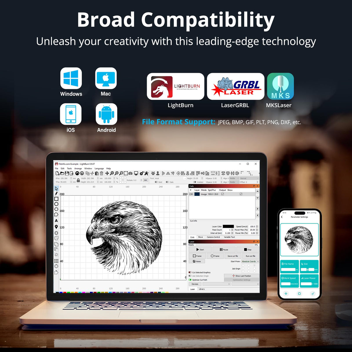 Mecpow X3 Laser Engraver, 5W(5000mW output) Laser Cutter, 60W Laser Engraving Cutting Machine, Laser Engraver for Wood and Metal w/Emergency Stop, Flame & Gyro Detection, 16.0 x 15.7" Mecpow