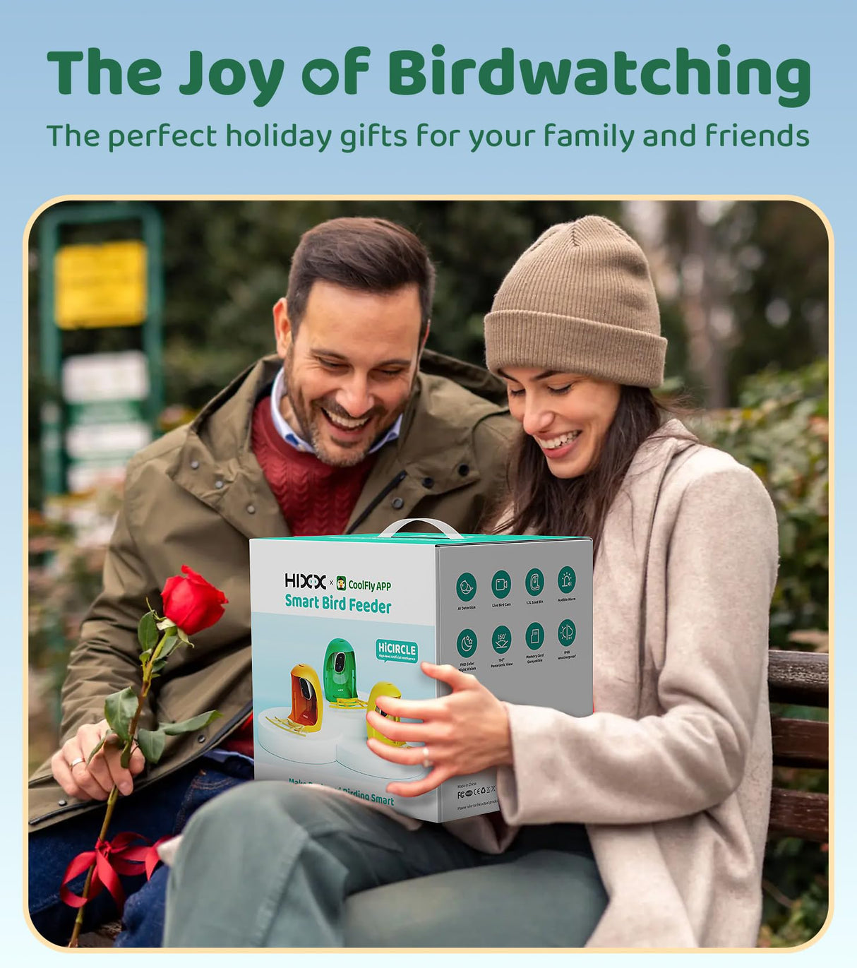 HIXX® Smart Bird Feeder with Camera, Birdwatching Camera with AI Identify Bird Species & Solar Panel, Auto Bird Video Capture & Instant Notifications, Bird Camera Feeder for Bird Lovers, Green HIXX