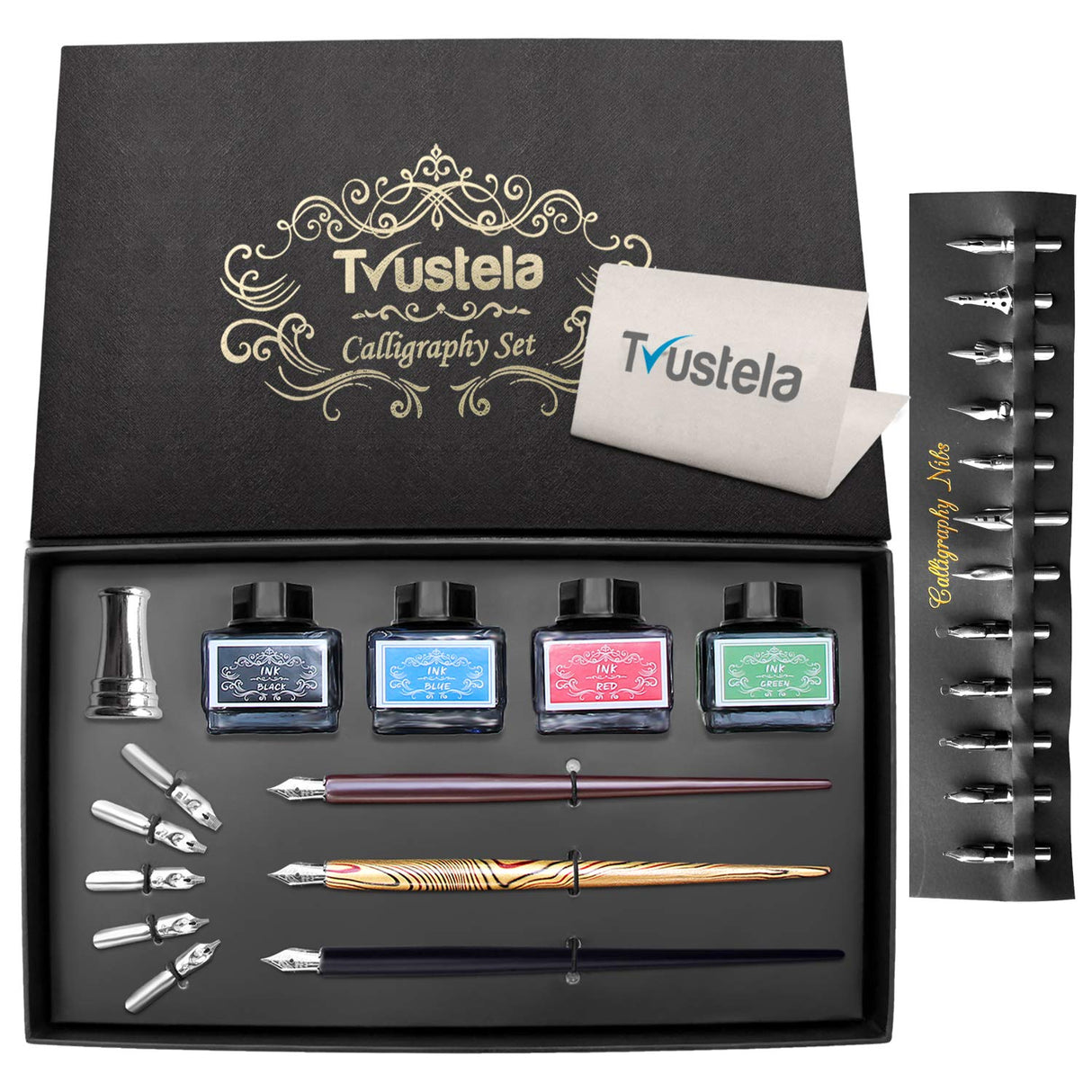 Trustela Calligraphy Set For Beginners, 3 Calligraphy Pens, 4 Ink Bottle 15ml, 20 Calligraphy Nibs, 1 Calligraphy Pen Holder, Dip Pen Set, Gift For Men, Women And Kids, Calligraphy Kit For Beginners Trustela