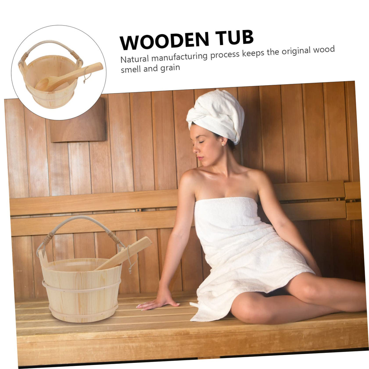 CAXUSD 1set Sauna Barrel Sauna Pail and Ladle Shower Bucket Bath Wood Sauna Bucket Spa Foot Bucket Sauna Bathing Sauna Bucket Handmade Sauna Bucket Long Handle Dry Steam Room Wooden CAXUSD