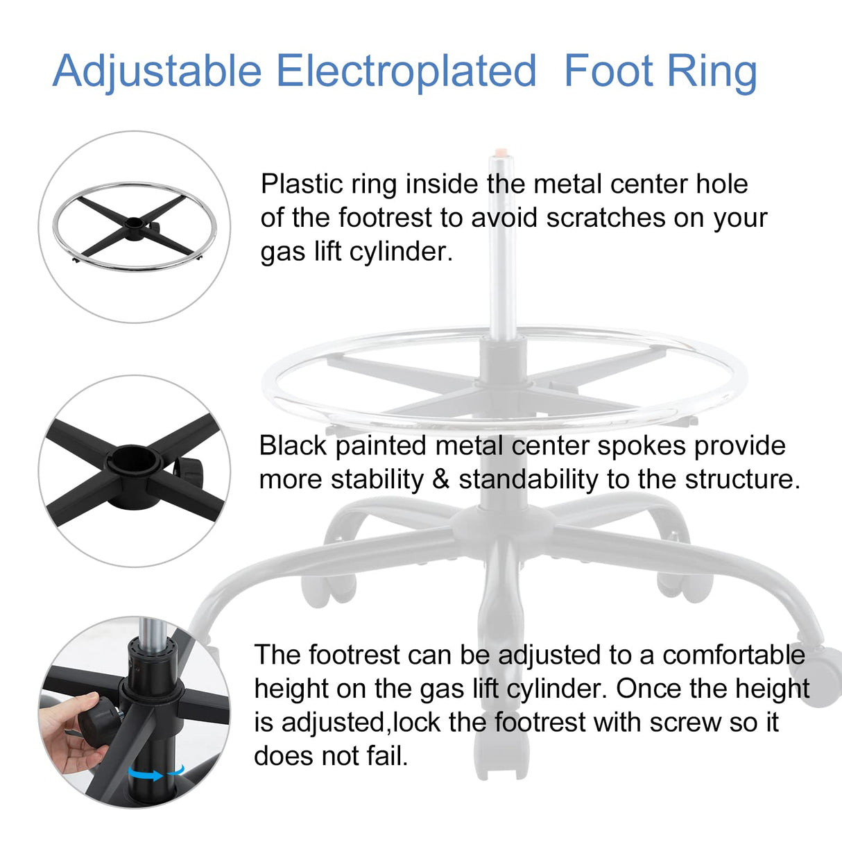 X XISHE Mesh Ergonomic Drafting Chair,Tall Adjustable Office Chair,Standing Desk Chair,Counter Height Office Chairs,Drawing Chair with Adjustable Foot Ring and PU Arms (Black) X XISHE