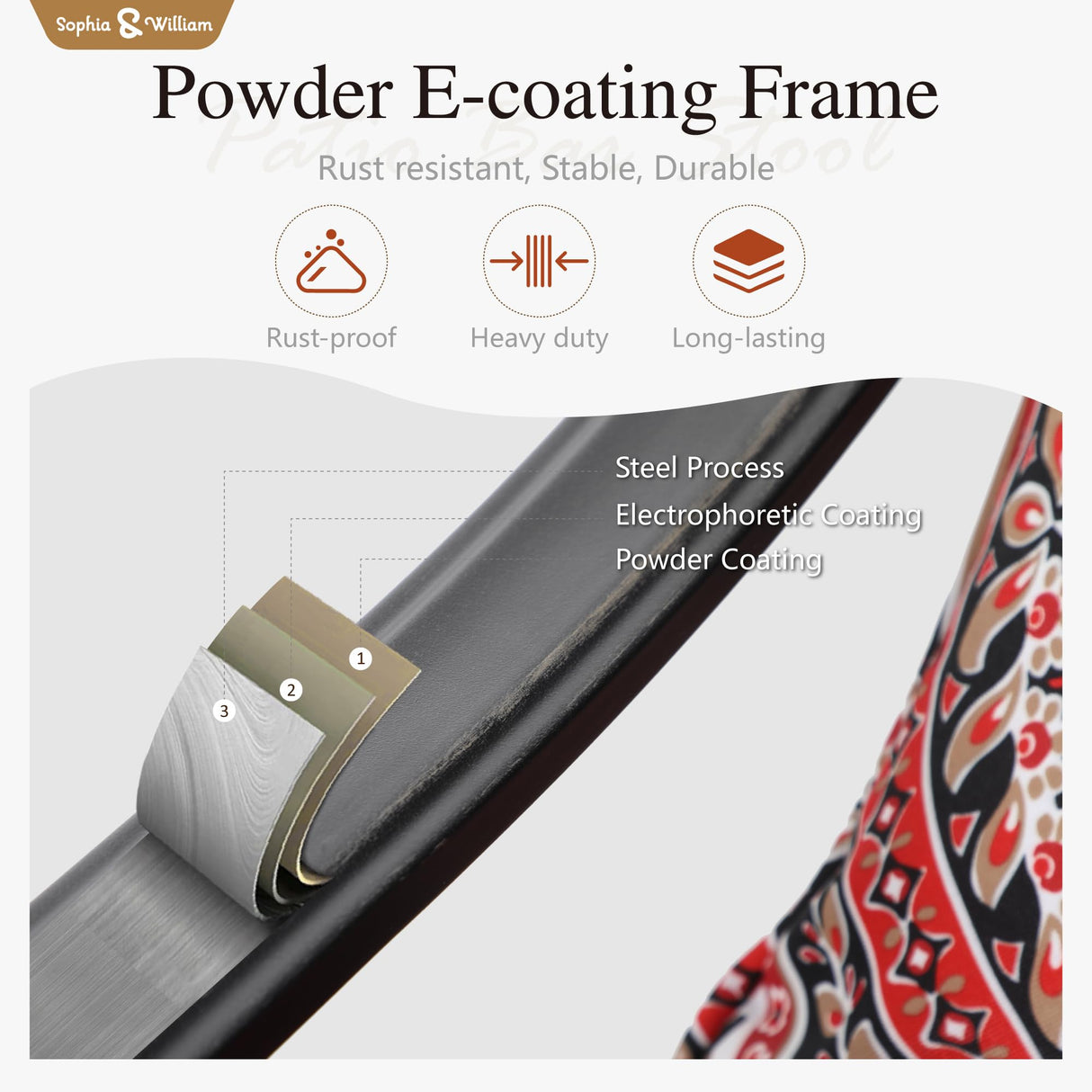 Sophia & William Patio Bar Set 5 Piece Outdoor Dining Set, 4 Swivel Bar Stools Chairs with Red Cushion and 1 Rectangular Bar Height Table, All-Weather Metal Furniture Set for Garden Lawn Backyard Sophia & William