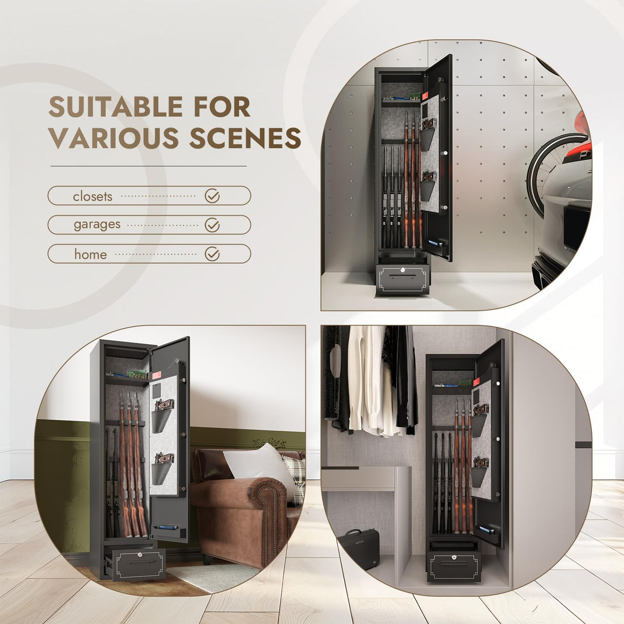 6 Gun Safes Electronic Gun Safe for Rifle and Pistols Quick Access Rifle Safes for Home with Drawer Gun Safe Clearance Gun Cabinets for Rifles and Shotguns Gun Locker with Adjustable Shelf Gun Rack SAPITAL