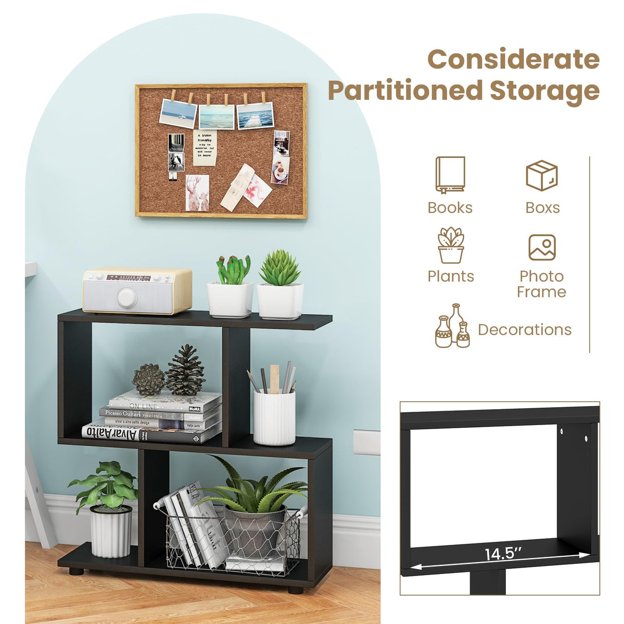 Tangkula Geometric 2-Tier Bookshelf - Stylish Open Storage Shelf for Home and Office Tangkula