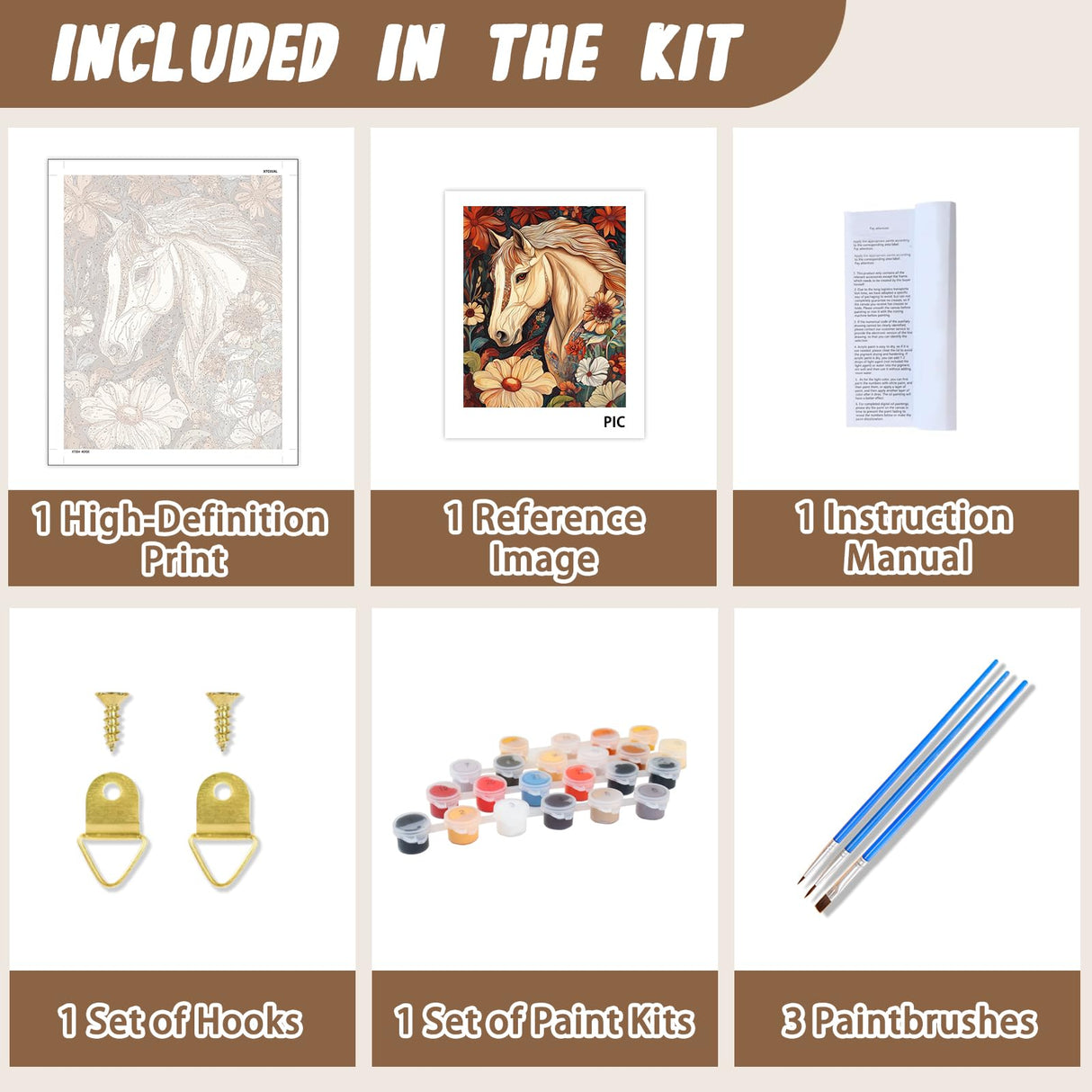 XTCIXAL Horse Paint by Numbers Kit for Adults, Horse Paint by Number for Adults, Beginners Acrylic Canvas Painting Kits for Home Wall Decor 16x20 Inch XTCIXAL