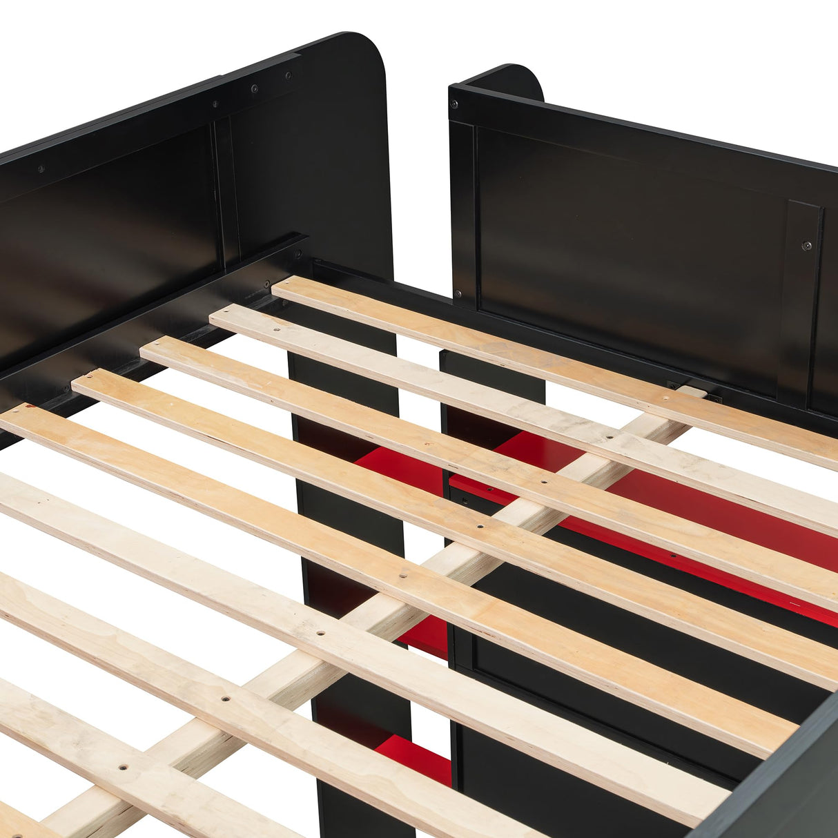 Harper & Bright Designs Gaming Bed, Full Size Gaming Loft Bed with Height-Adjustable Desk, Wardrobe, Ample Storage Space and RGB Light, Red Harper & Bright Designs