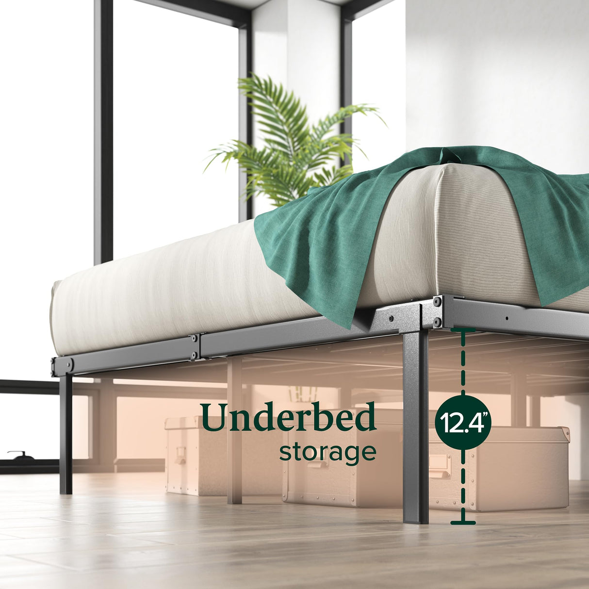 ZINUS Caleb 14 Inch Metal Platform Bed Frame, Foldable Steel Frame, No Box Spring Needed, Easy Assembly, King ZINUS