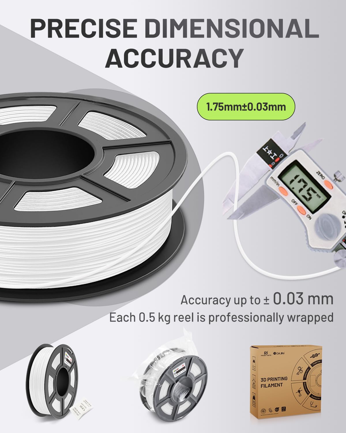 COLIDO Flexible TPU 3D Printer Filament - Shore 95A, 500G Spool, 1.75mm Diameter, Ideal for Durable and Elastic Prints(White,1-Pack) CoLiDo
