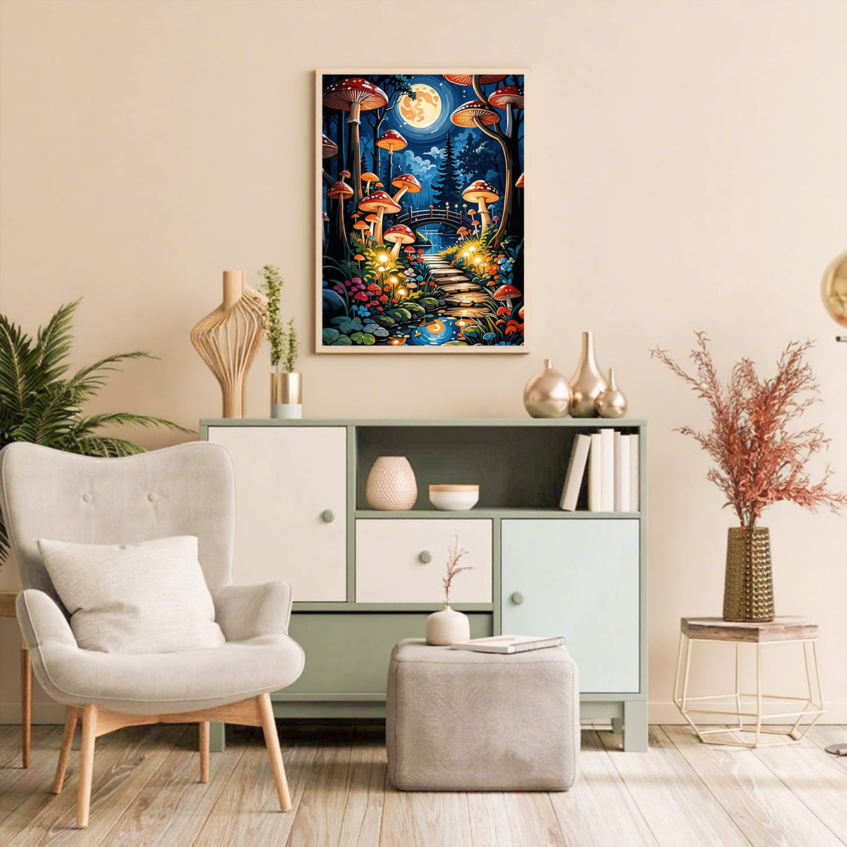 Aestalrcus Forest Paint by Numbers Kit for Adults, Mushrooms Paint by Numbers for Adults, DIY Paint by Number Gifts & Home Wall Decor 16X20 Inch Aestalrcus