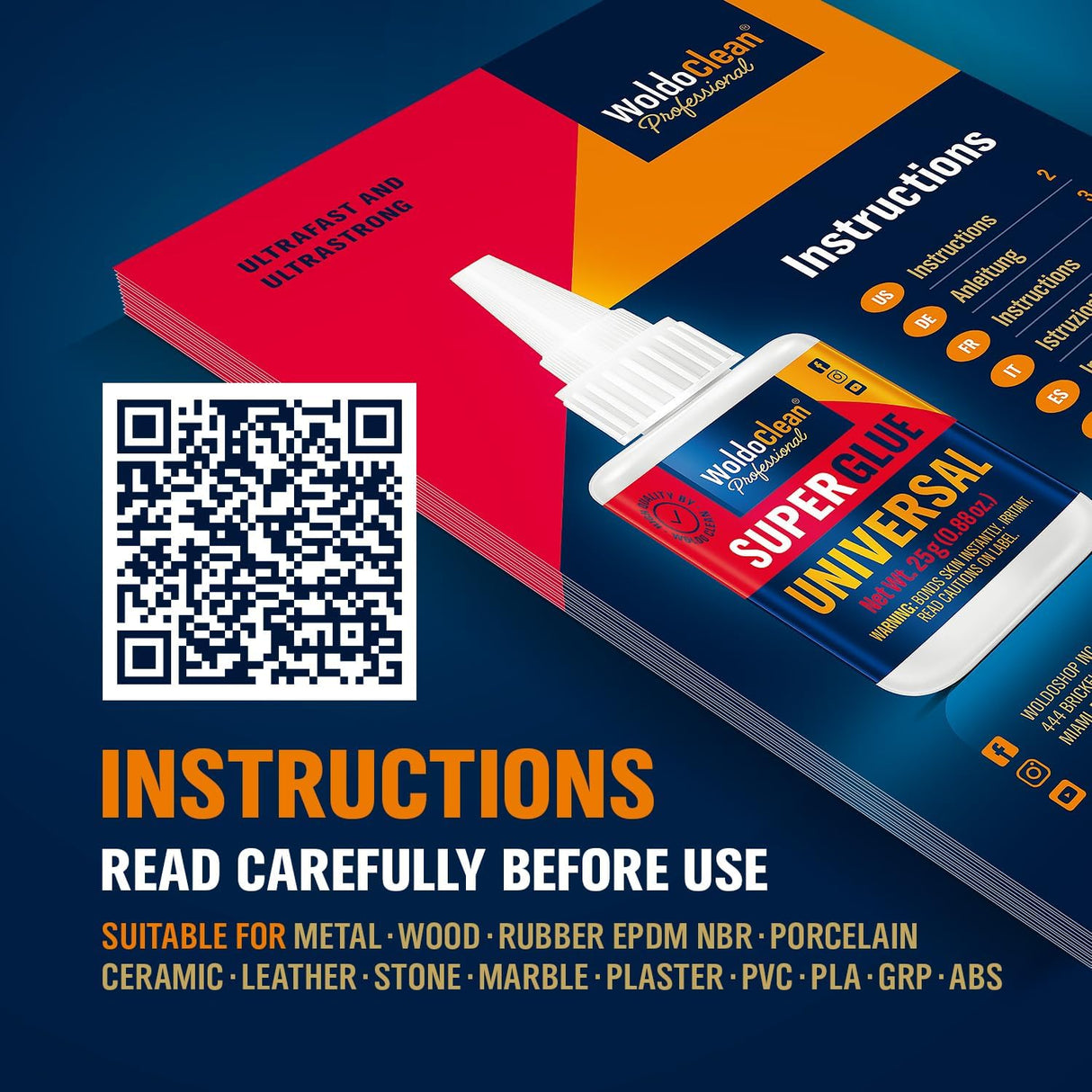 Super Glue for All Purpose Extra Strong 0.88oz - Waterproof, Heat-Resistant, Clear Glue with Precise Nozzle WoldoClean