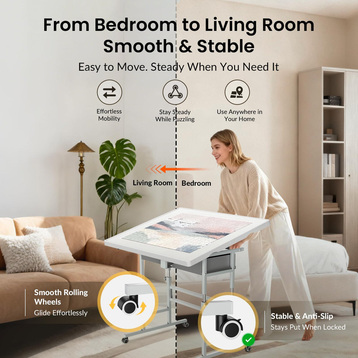ALL4JIG 1000 Piece Light-Weight Adjustable Jigsaw Plastic Puzzle Table for Adults, 30"x22" Multi-Functional Puzzle Board with 4 Drawers & Protective Cover, 45-Degree Any-Angle Tilt for Leisure ALL4JIG